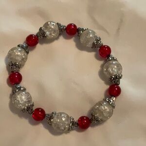 Red and white stretch bracelet